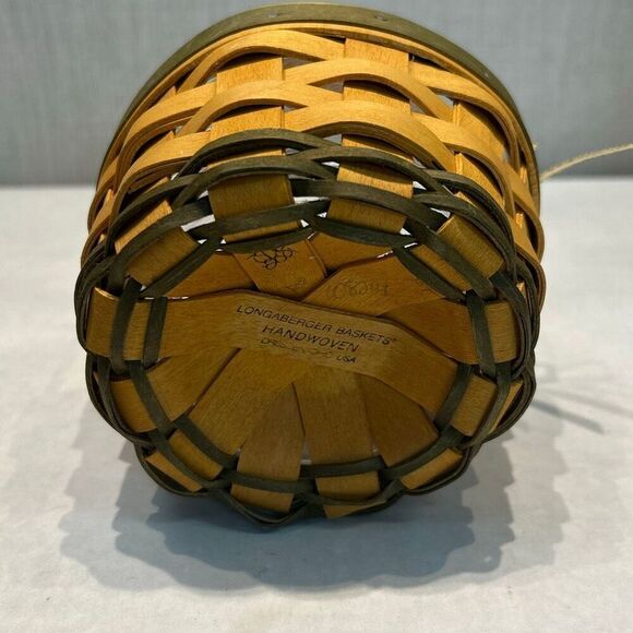 Longaberger 2001 Lucky You Shamrock Basket Plastic Liner 4 Leaf Clover Charm Bow - Picture 7 of 11